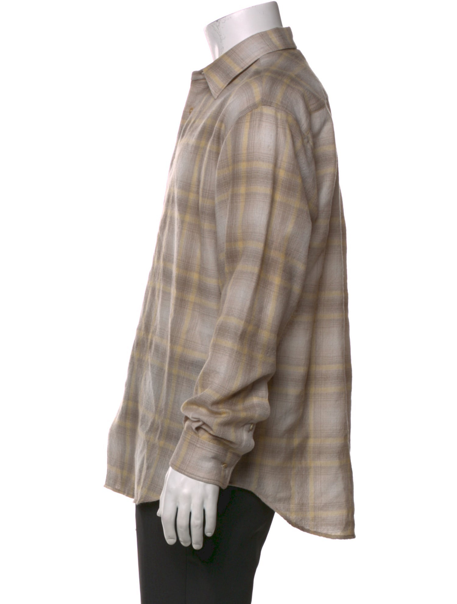 Auralee Wool Plaid Print Shirt