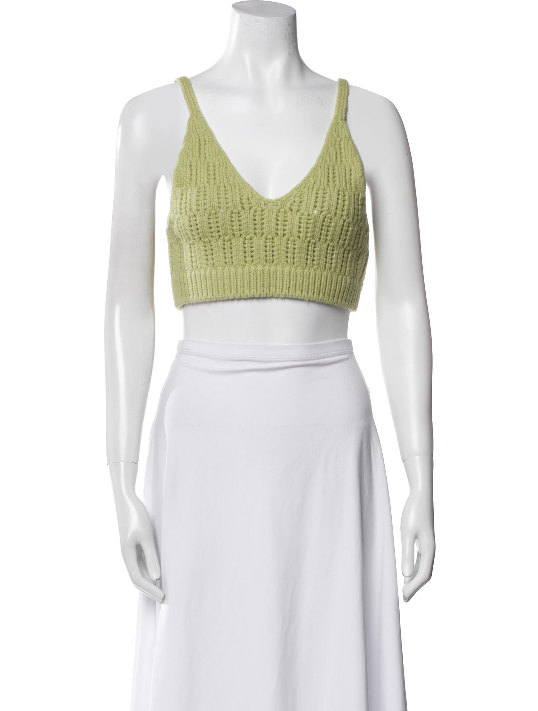 Auralee Wool V-Neck Crop Top