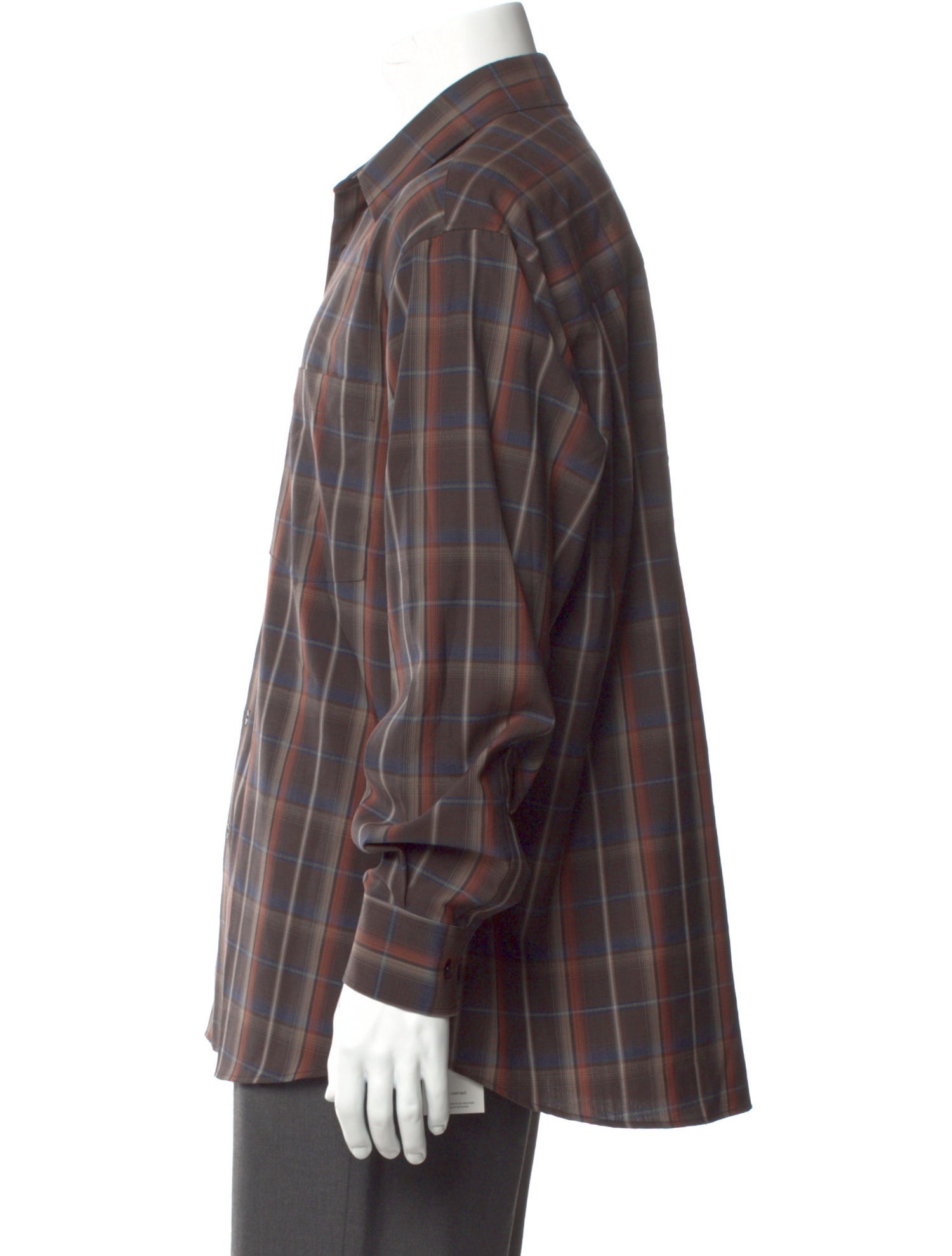 Auralee Wool Plaid Print Shirt