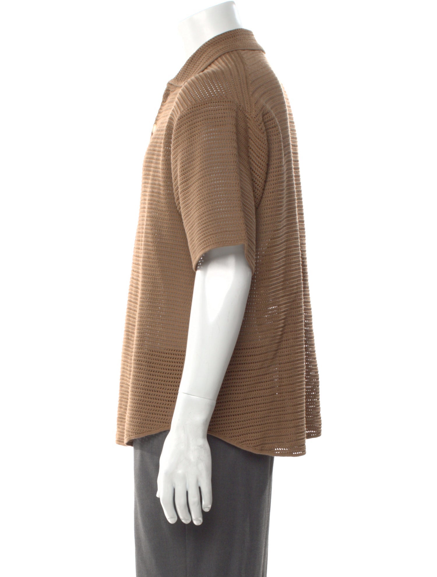 Auralee Mock Neck Short Sleeve Polo Sweater