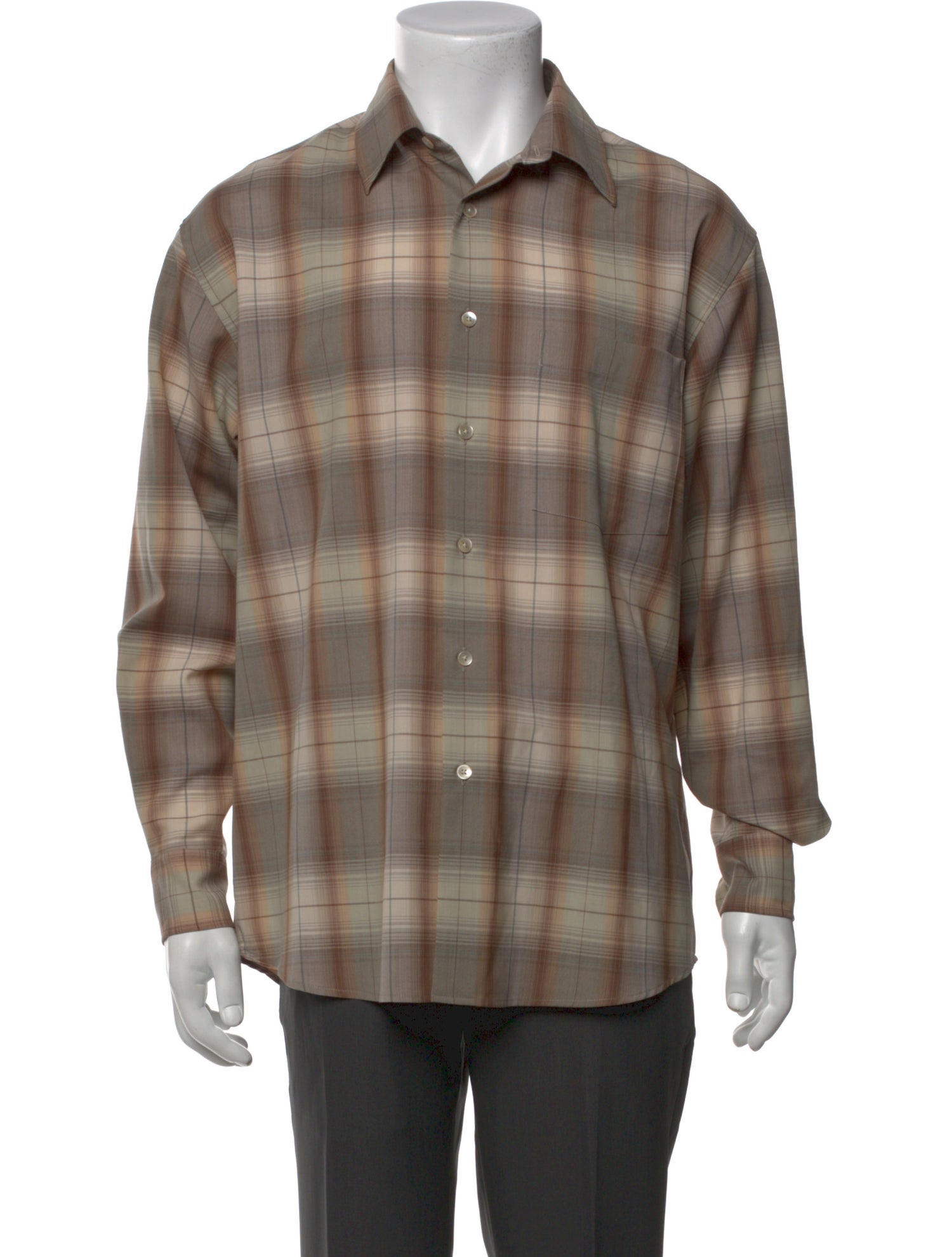 Auralee Wool Plaid Print Shirt w/ Tags
