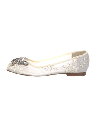 Aruna Seth Lace Crystal Embellishments Ballet Flats
