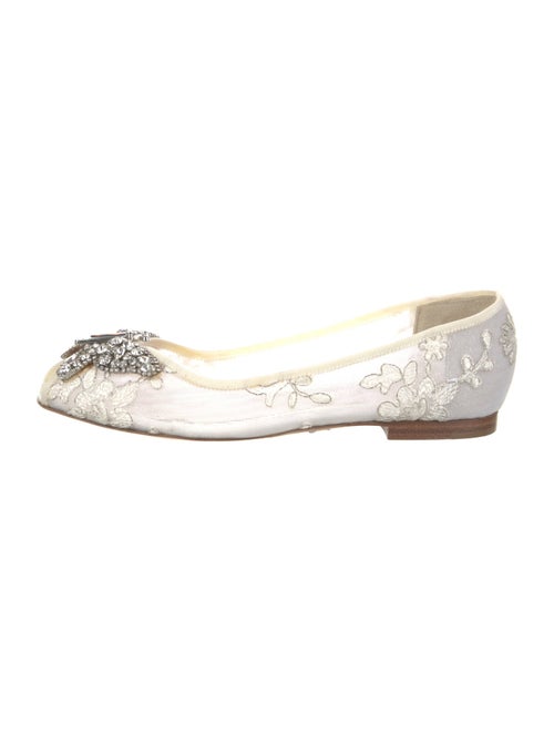 Aruna Seth Lace Crystal Embellishments Ballet Flats
