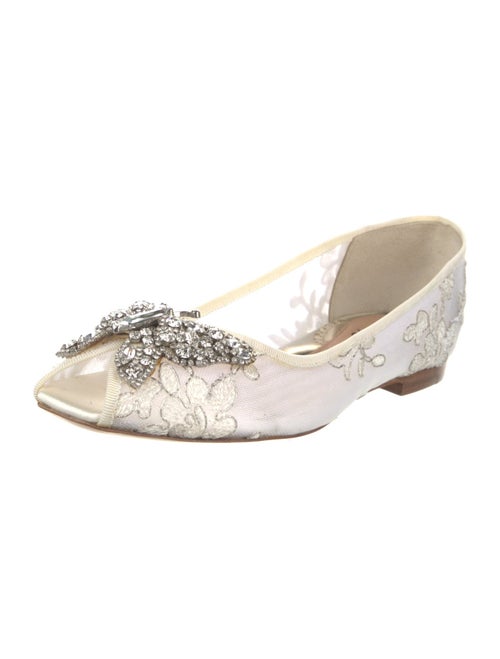Aruna Seth Lace Crystal Embellishments Ballet Flats