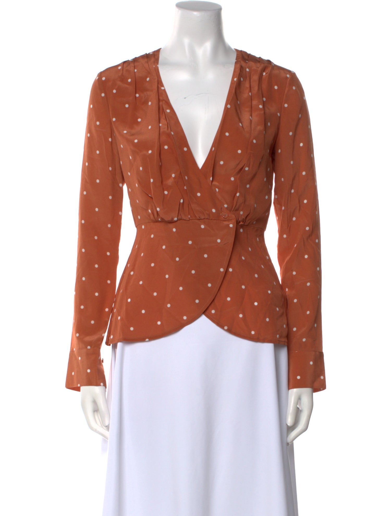 Auteur Silk Polka Dot Print Button-Up Top