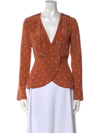 Auteur Silk Polka Dot Print Button-Up Top