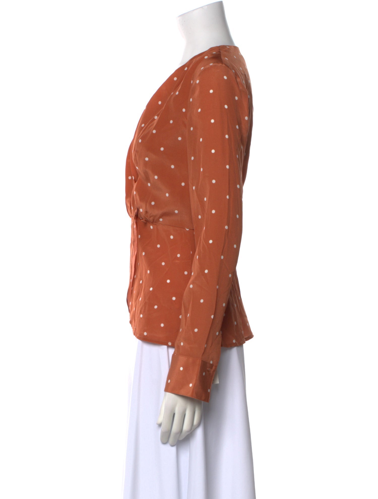 Auteur Silk Polka Dot Print Button-Up Top