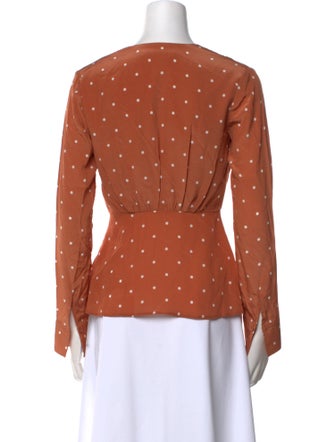 Auteur Silk Polka Dot Print Button-Up Top