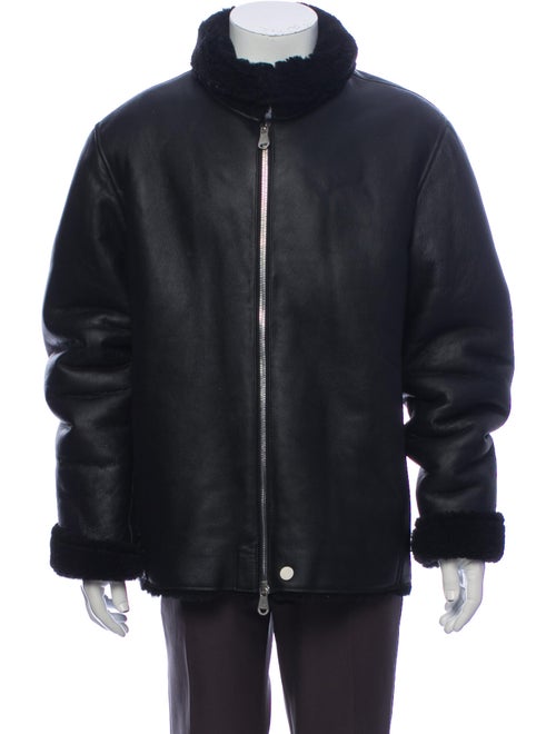 The Arrivals Lamb Leather Puffer Coat Black