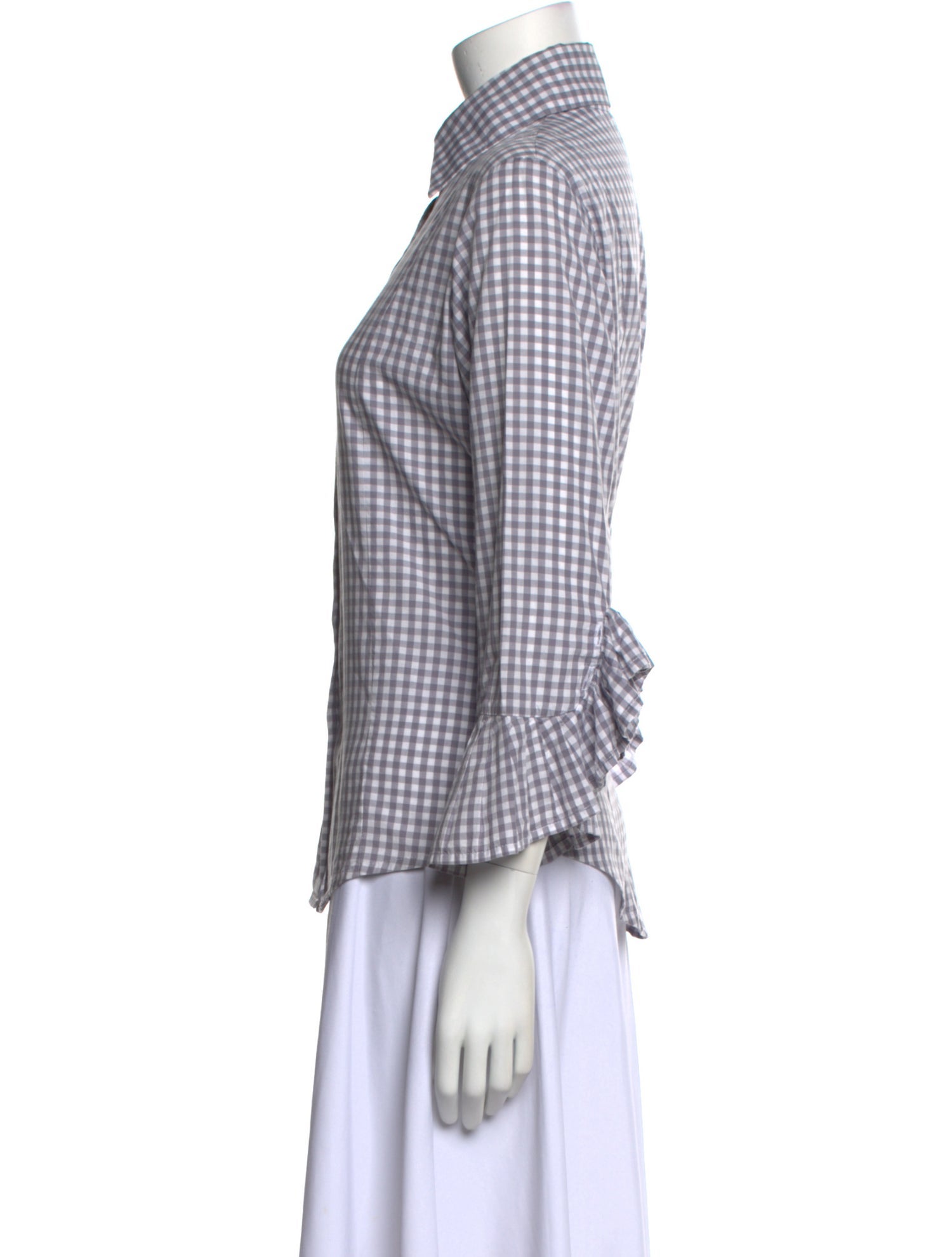 Alicia Bell Plaid Print Three-Quarter Sleeve Button-Up Top