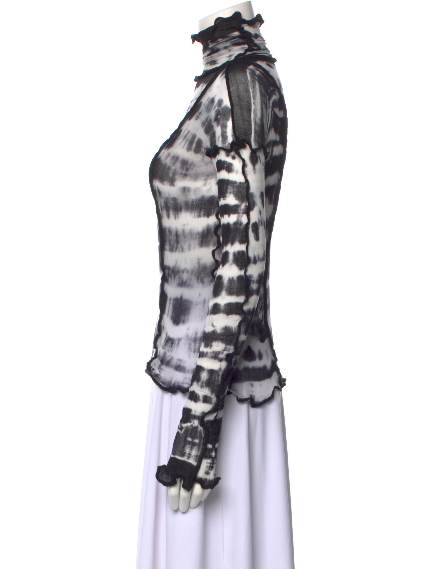 Asai Tie-Dye Print Turtleneck Blouse