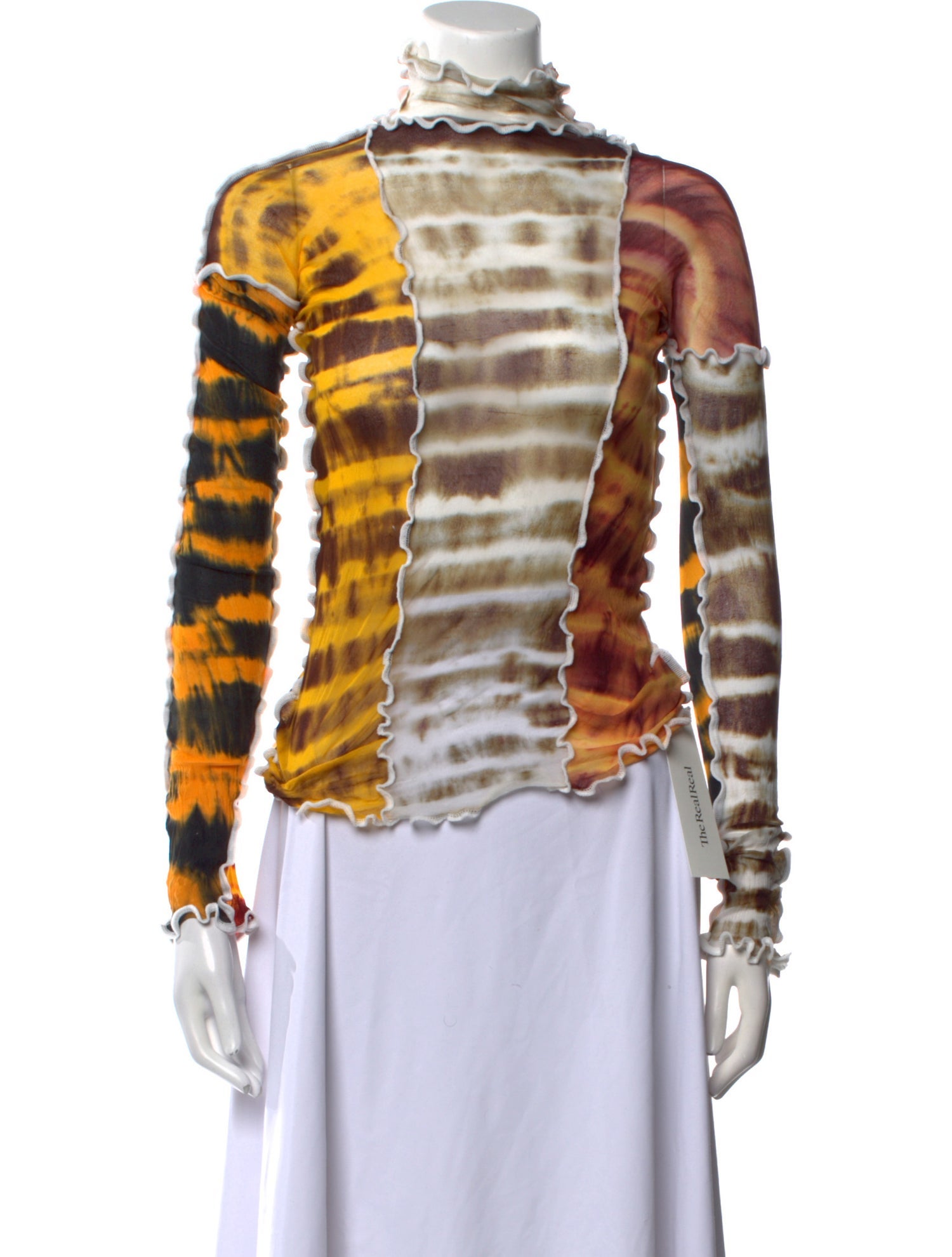 Asai Tie-Dye Print Mock Neck Blouse