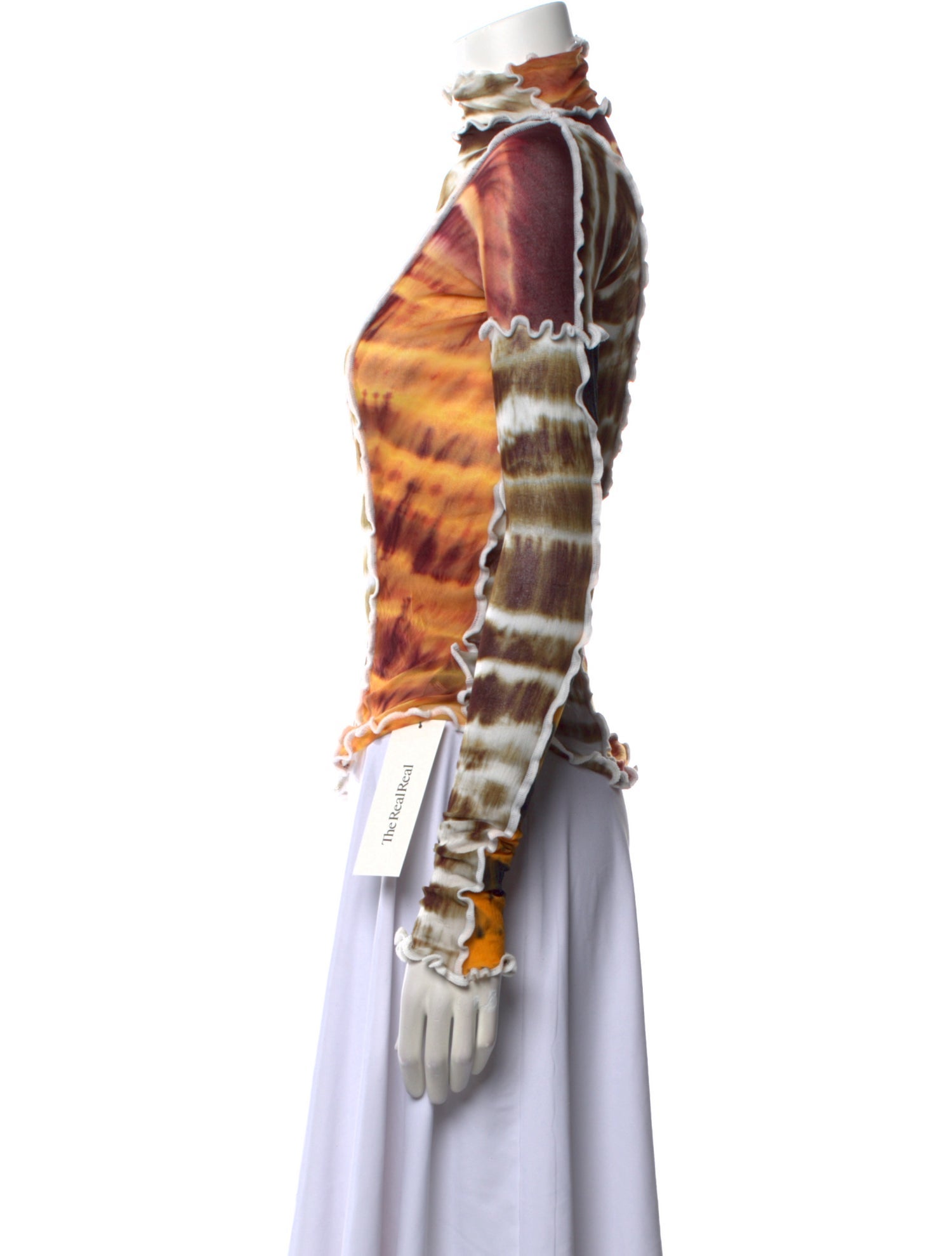 Asai Tie-Dye Print Mock Neck Blouse