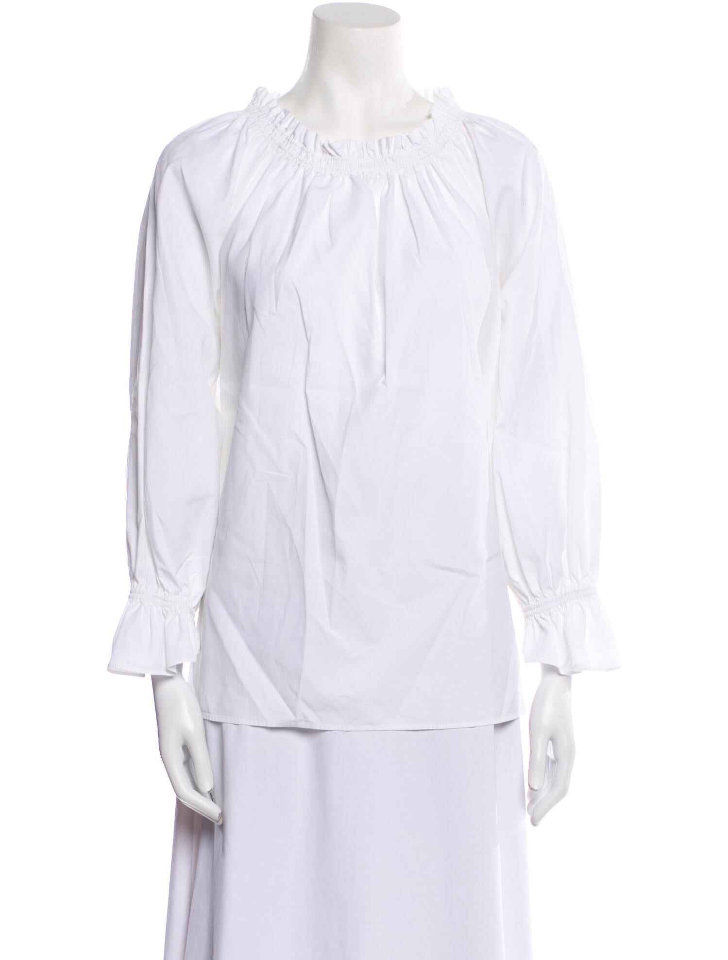 Atlantique Ascoli Mock Neck Three-Quarter Sleeve Blouse
