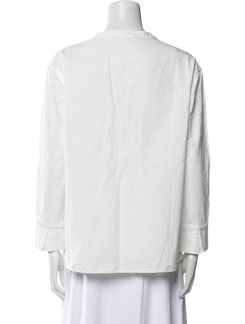 Atlantique Ascoli Mock Neck Three-Quarter Sleeve Button-Up Top