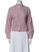 Atlantique Ascoli Striped Mock Neck Button-Up Top
