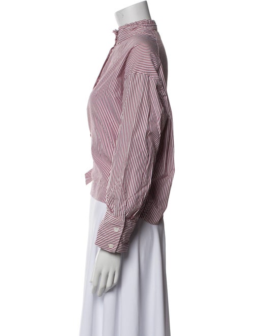 Atlantique Ascoli Striped Mock Neck Button-Up Top