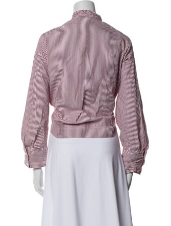 Atlantique Ascoli Striped Mock Neck Button-Up Top