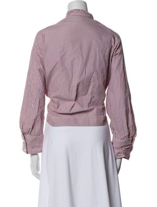 Atlantique Ascoli Striped Mock Neck Button-Up Top