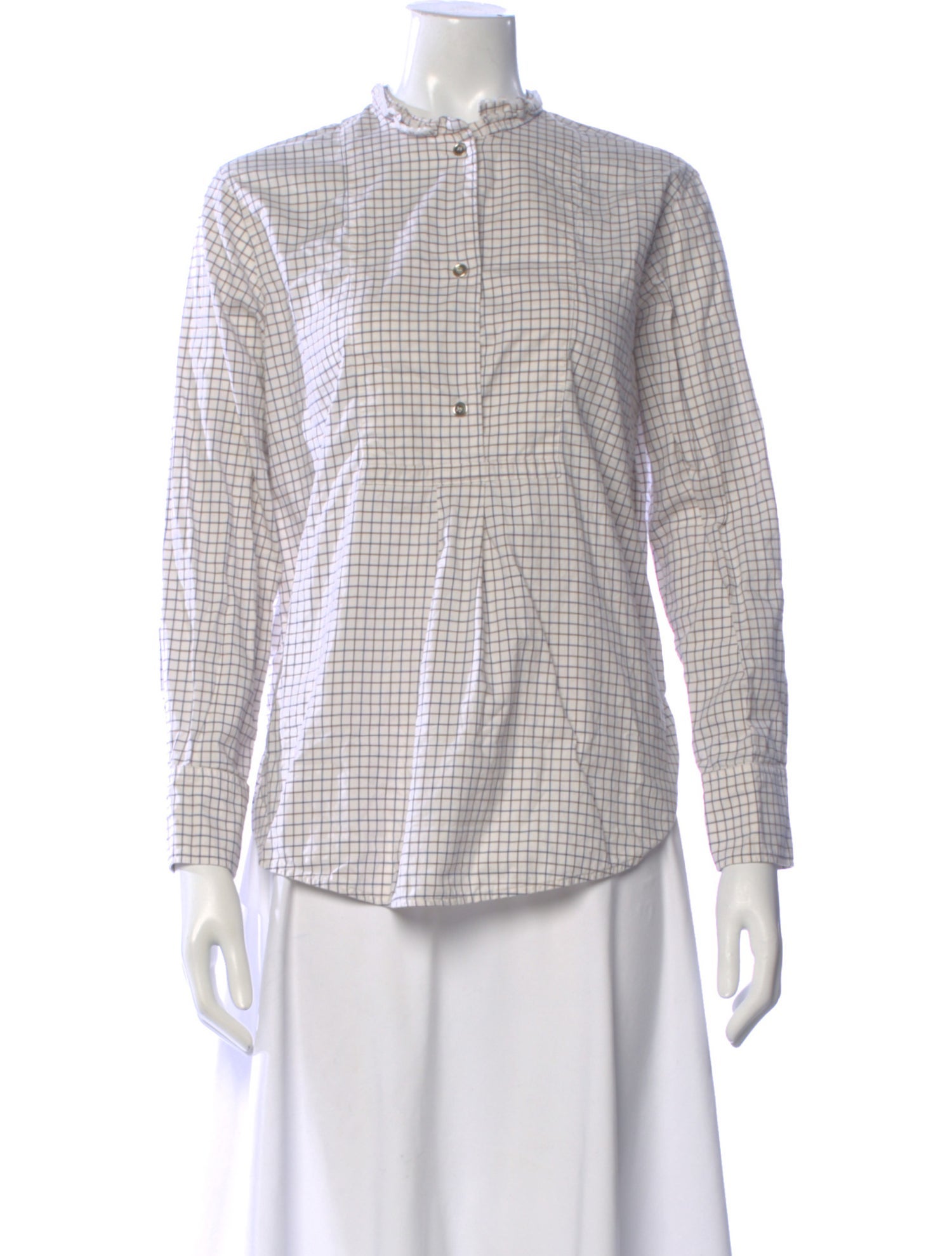 Atlantique Ascoli Plaid Print Long Sleeve Button-Up Top