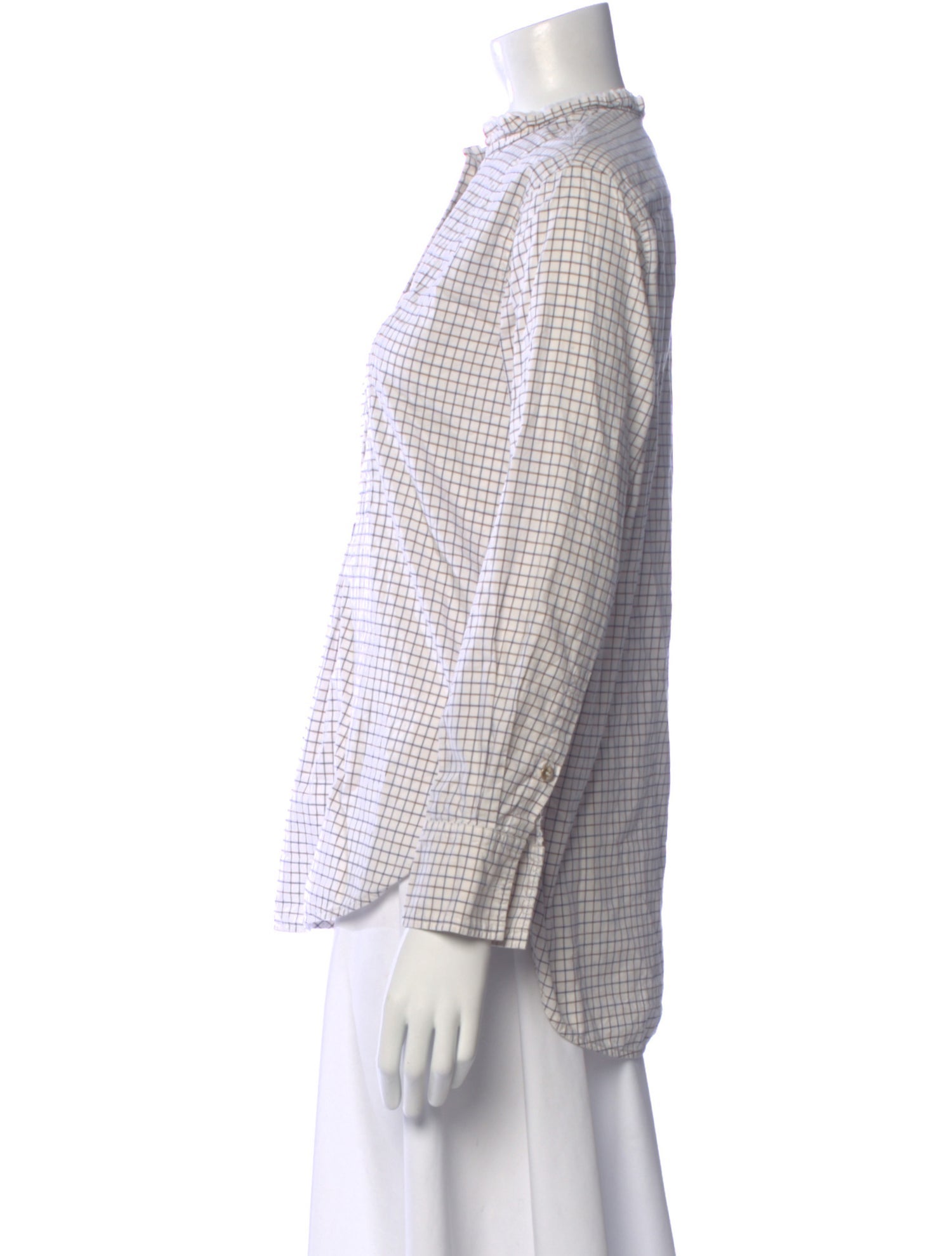 Atlantique Ascoli Plaid Print Long Sleeve Button-Up Top