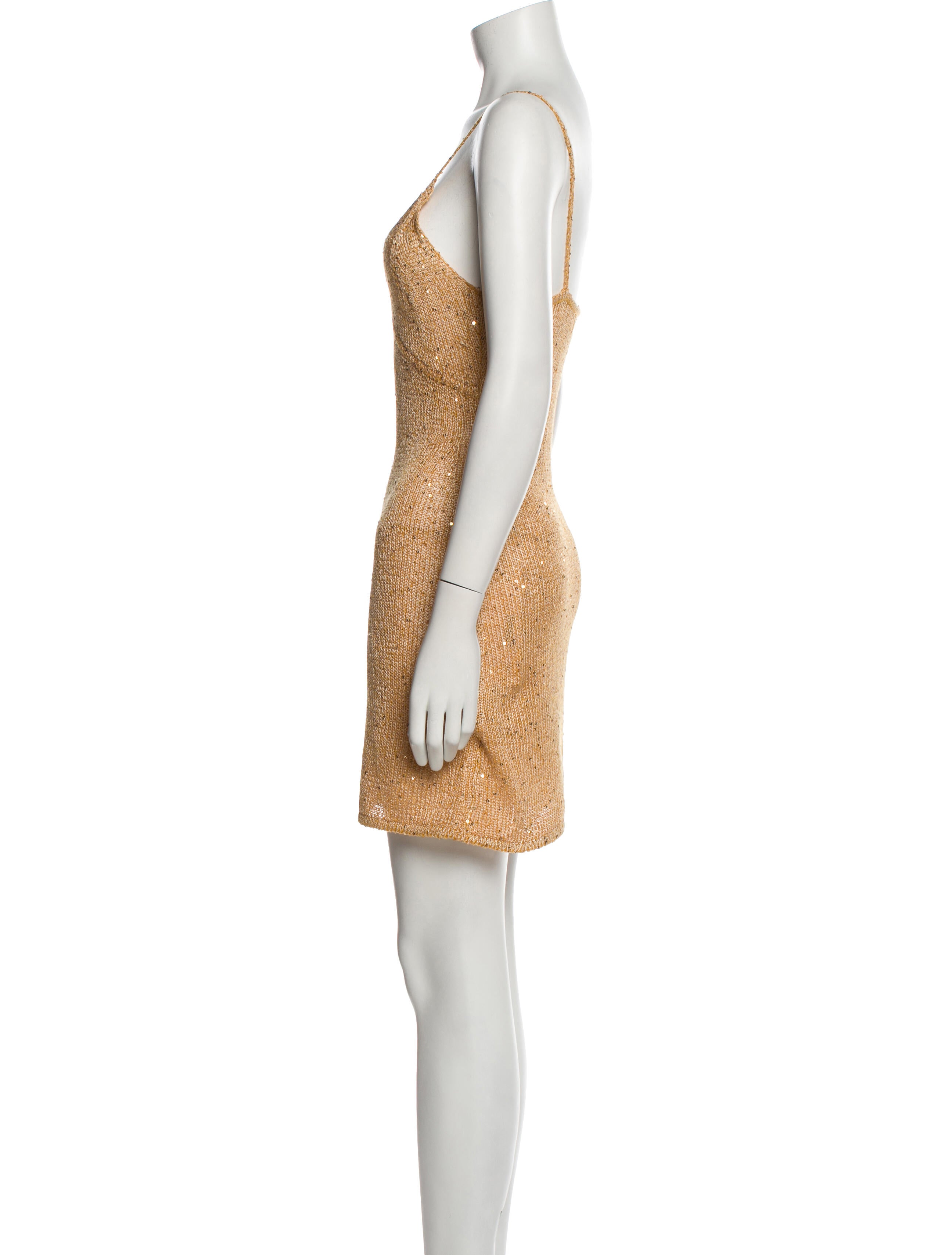 Asta Resort V-Neck Mini Dress - Gold Dresses, Clothing - WASEC20048 | The  RealReal