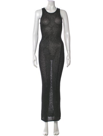 Pre-owned Asta Resort Crew Neck Long Dress In Black