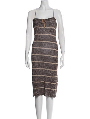 Pre-owned Asta Resort Striped Knee-length Dress In Multi