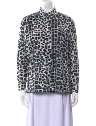 Ashley Williams Animal Print Long Sleeve Button-Up Top