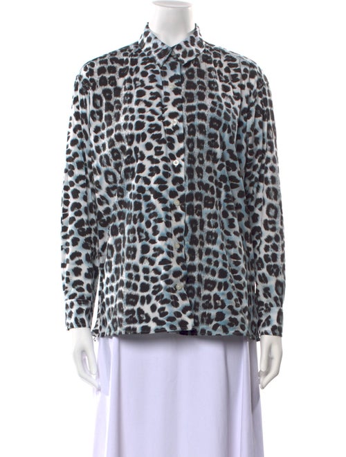Ashley Williams Animal Print Long Sleeve Button-Up Top
