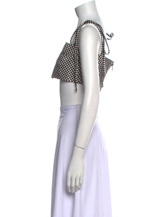 Ashley Williams Plaid Print Square Neckline Crop Top