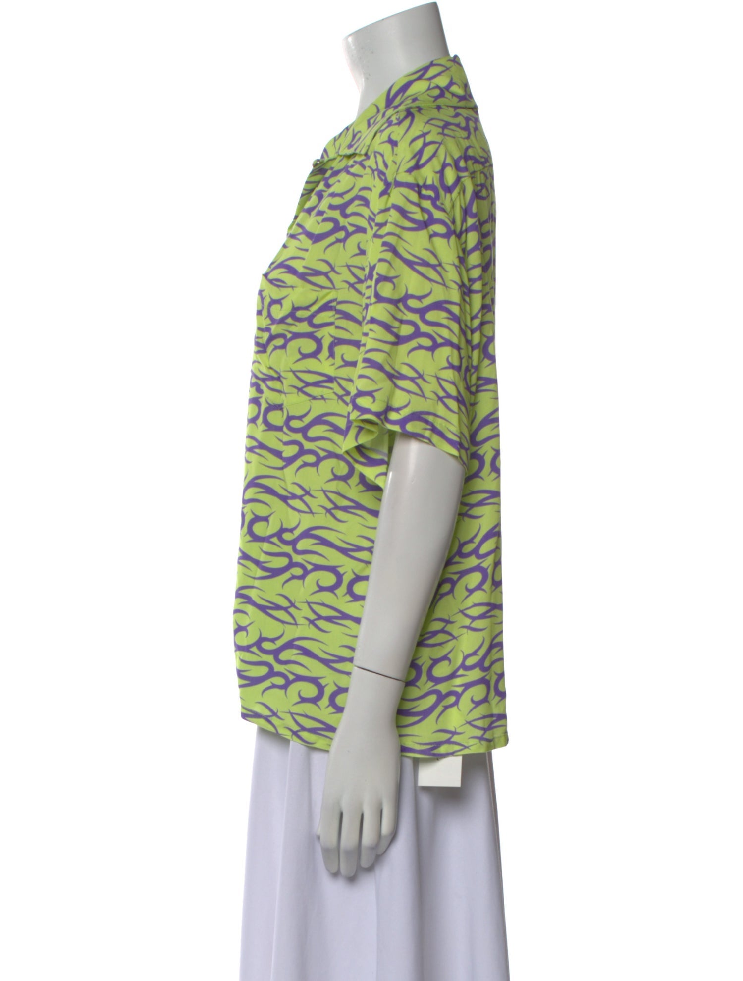 Ashley Williams Printed V-Neck Button-Up Top