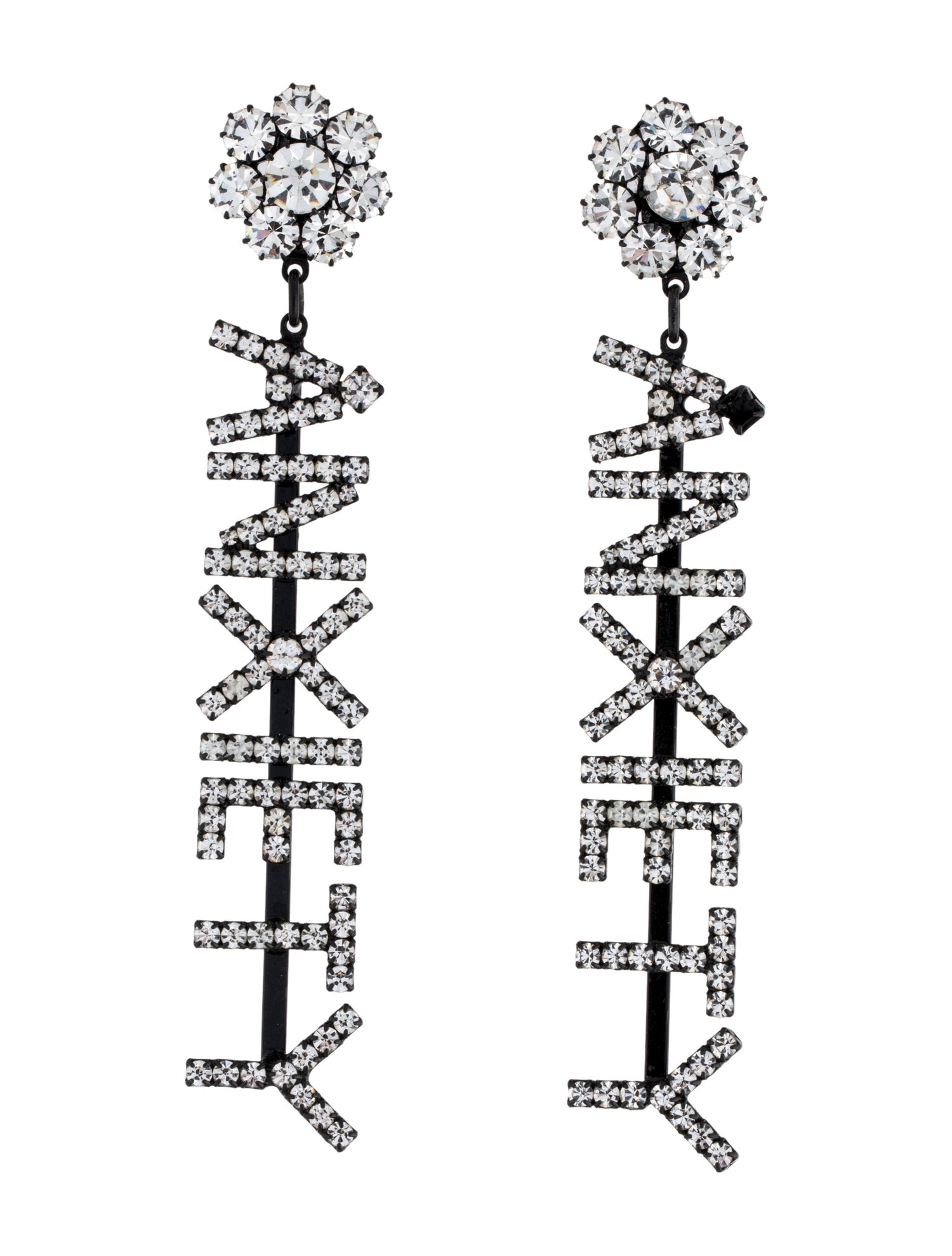Ashley Williams Crystal Anxiety Drop Clip-On Earrings