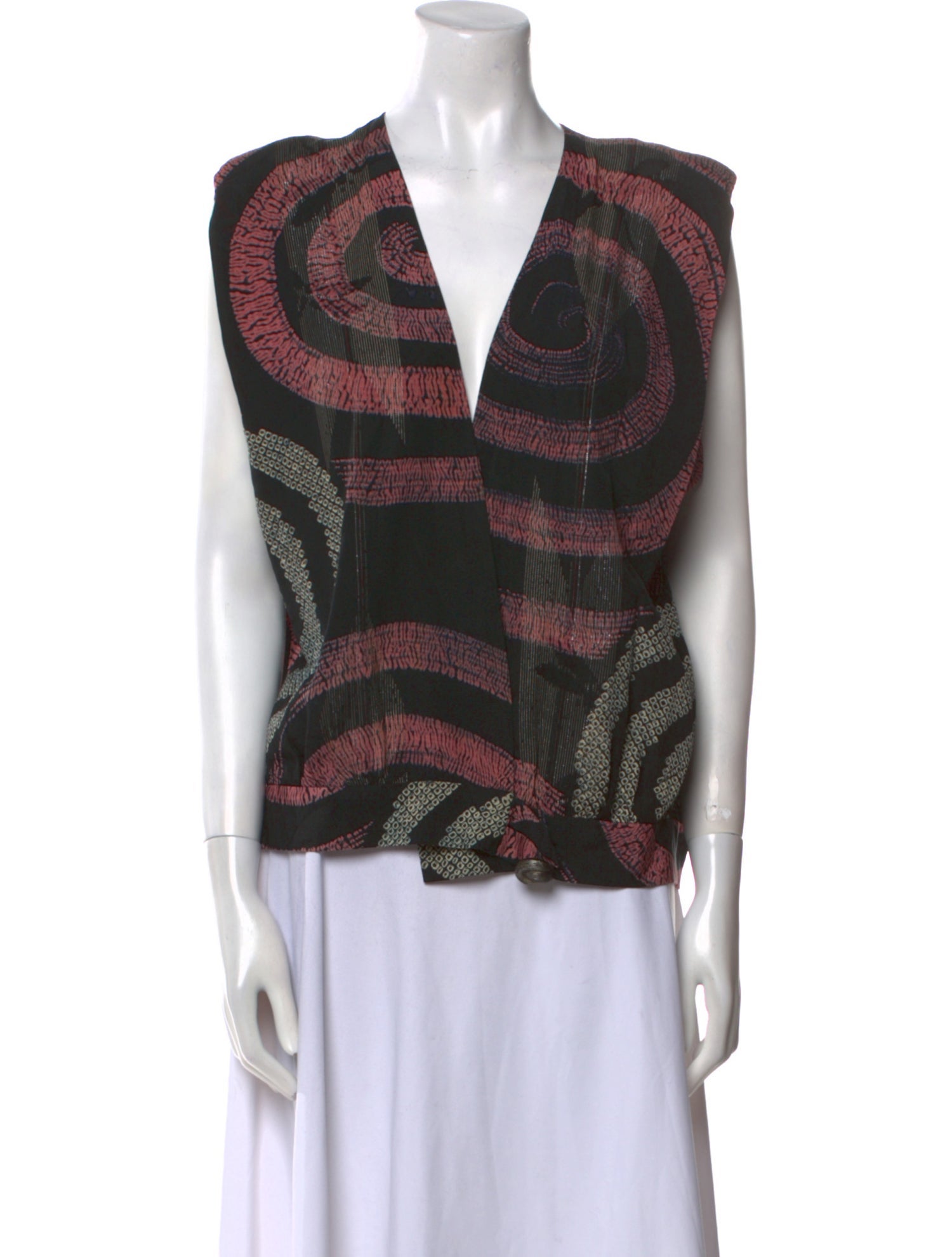 Asiatica Printed V-Neck Blouse