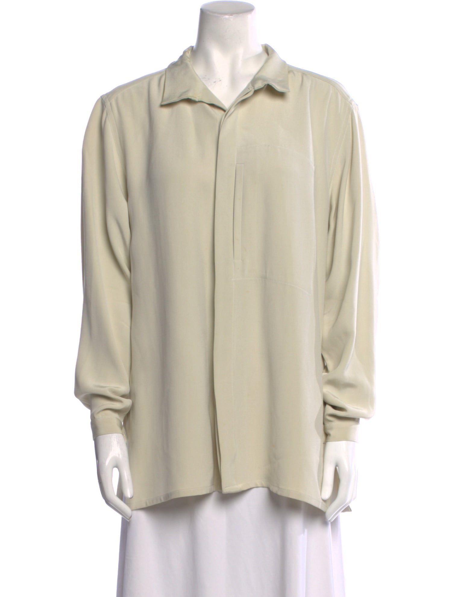 Asiatica Silk Long Sleeve Button-Up Top