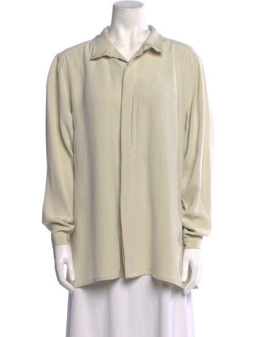 Asiatica Silk Long Sleeve Button-Up Top