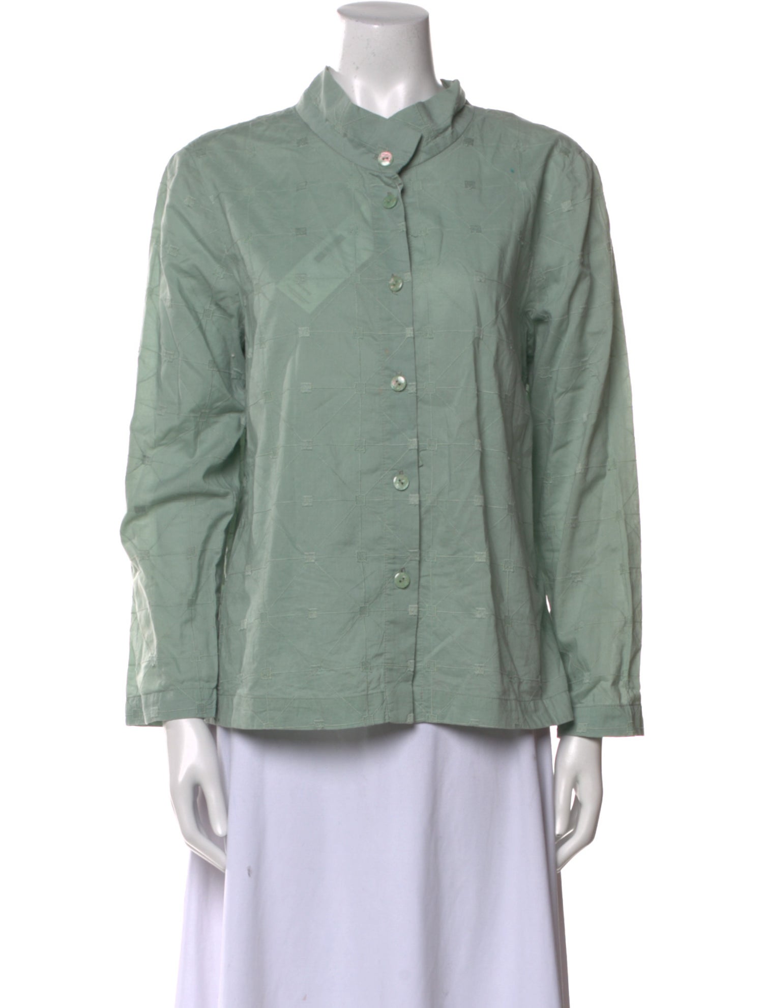 Asiatica Three-Quarter Sleeve Button-Up Top