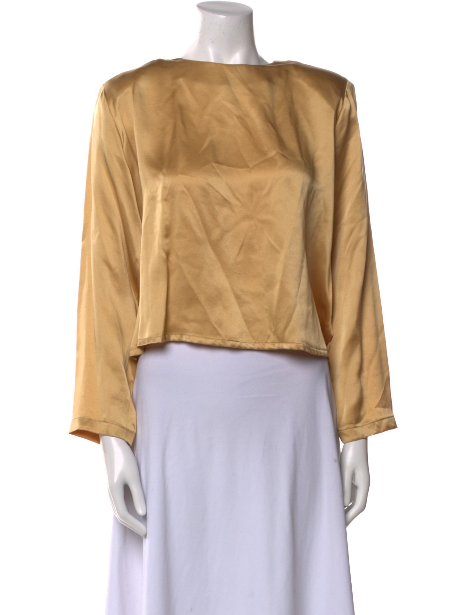 Asiatica Bateau Neckline Long Sleeve Crop Top