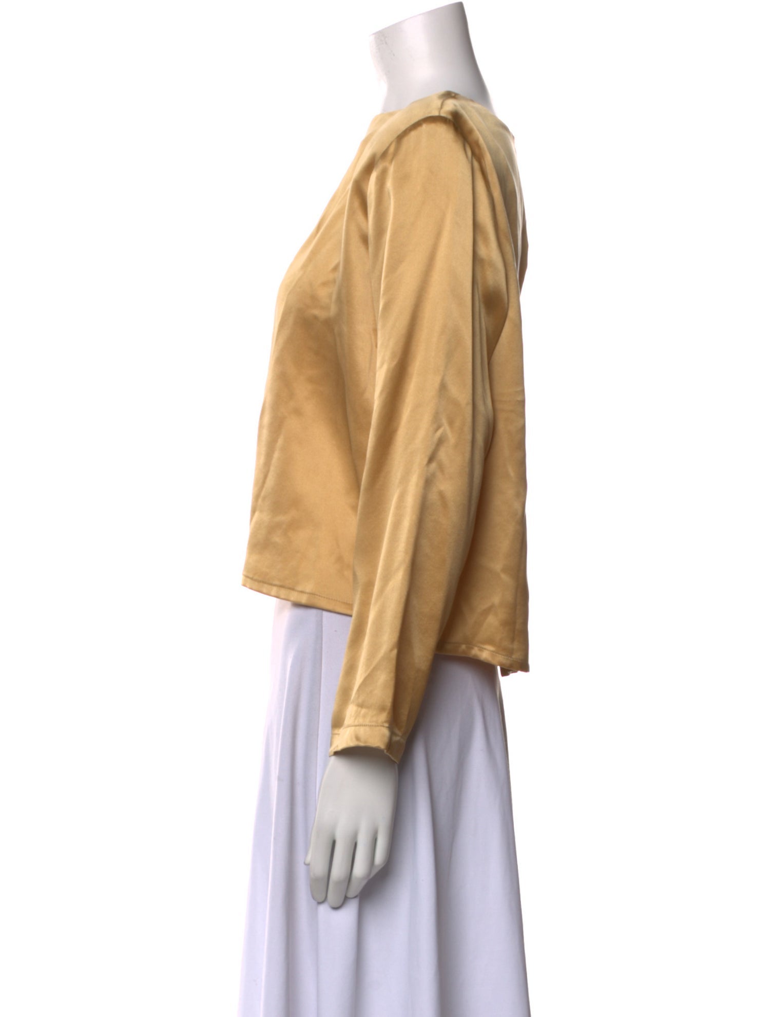 Asiatica Bateau Neckline Long Sleeve Crop Top