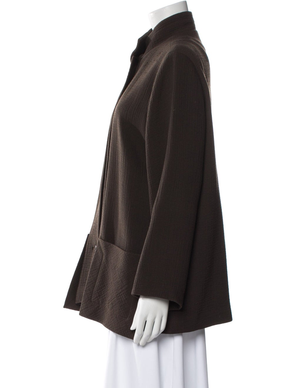Asiatica Jacket Brown Stand Collar Patch Pockets & - image 3