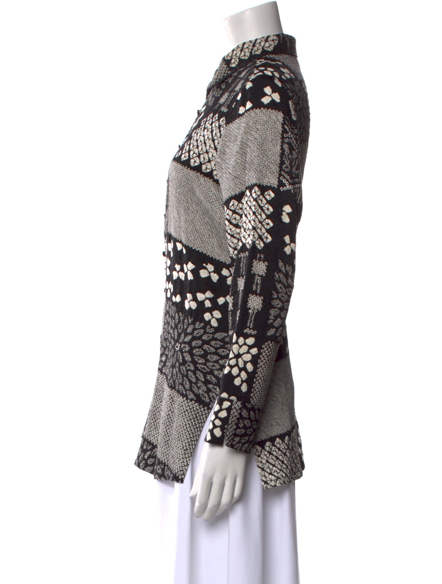 Asiatica Printed Long Sleeve Button-Up Top