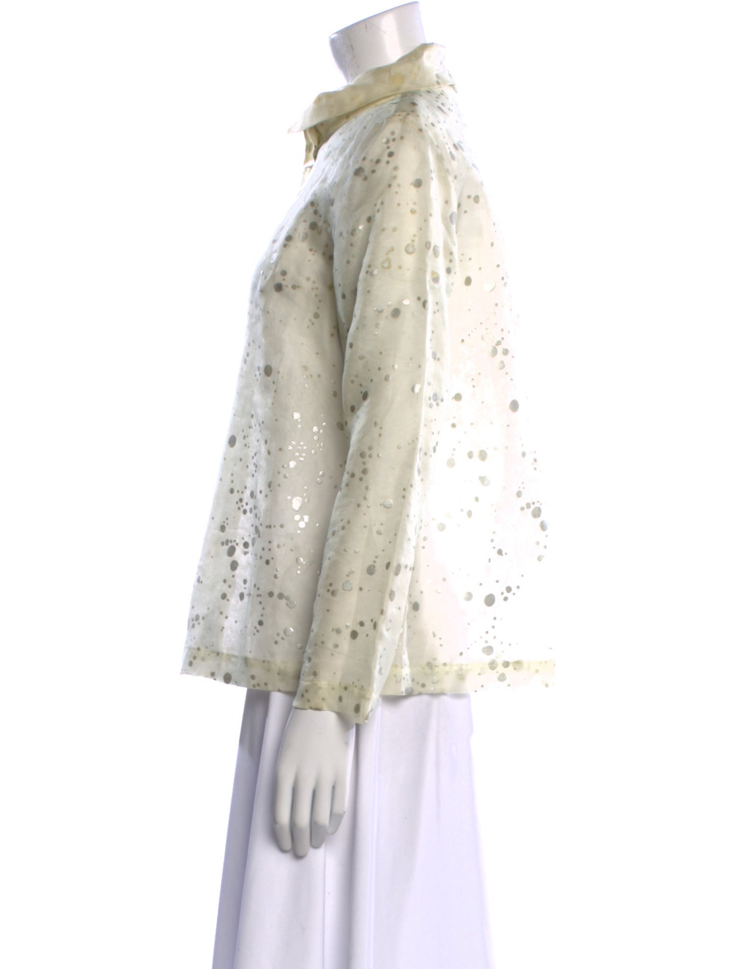 Asiatica Floral Print Mock Neck Button-Up Top