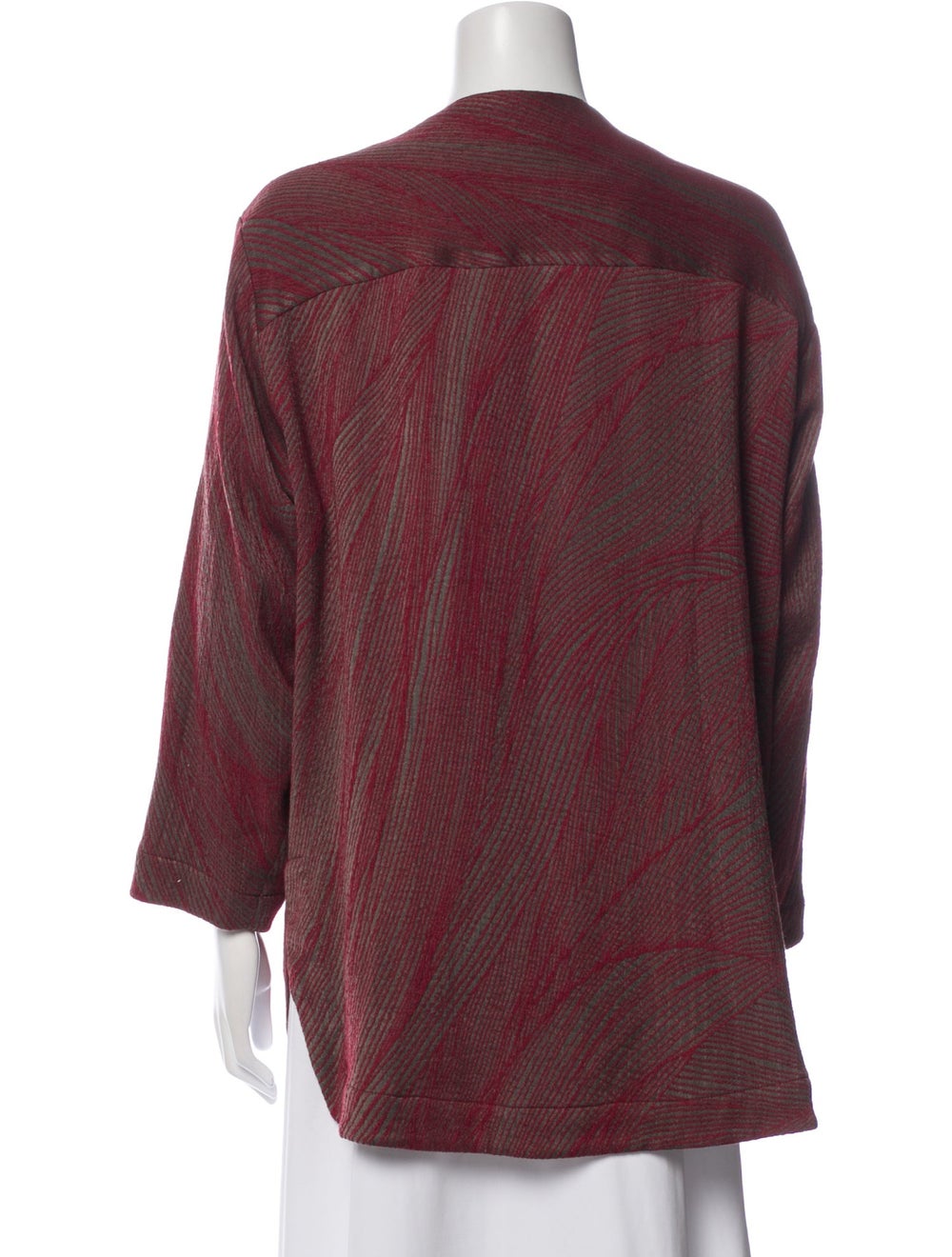 Asiatica Jacket Burgundy Tweed Pattern Collarless… - image 3