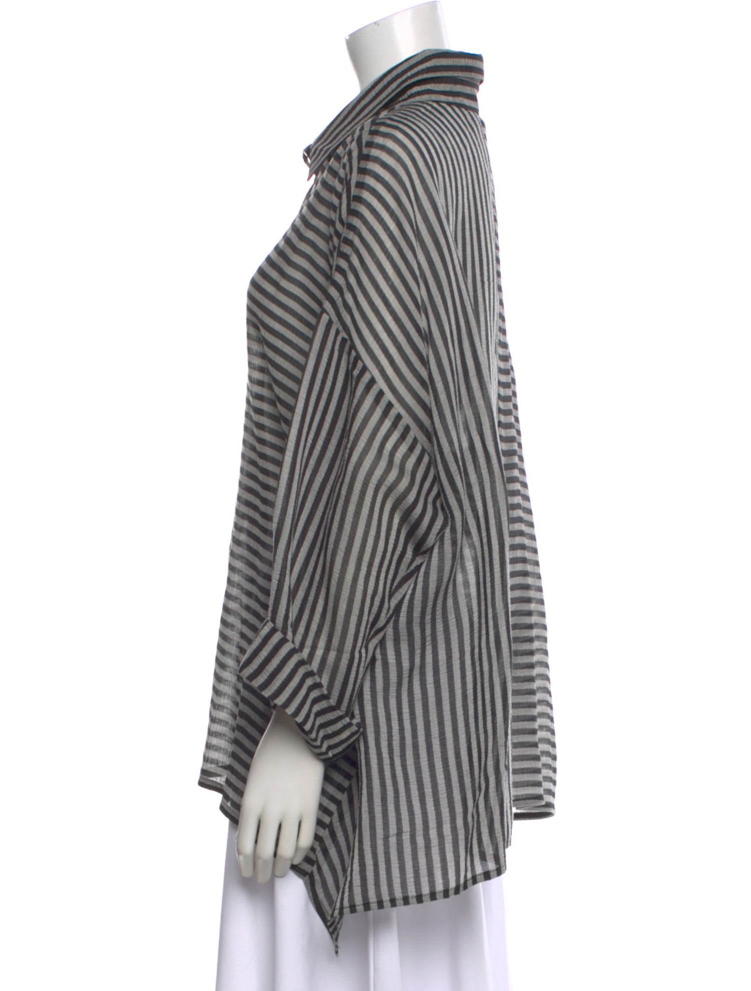 Asiatica Striped Three-Quarter Sleeve Blouse
