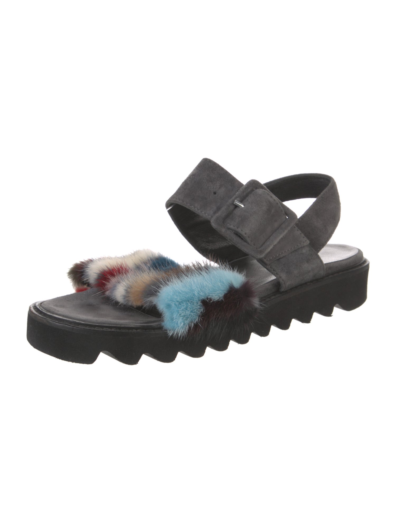 Aska Fur Printed Slingback Sandals