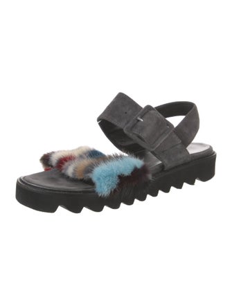 Aska Fur Printed Slingback Sandals