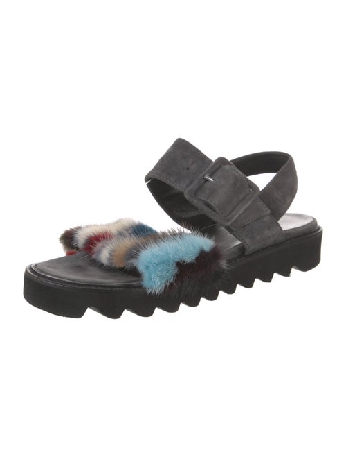 Aska Fur Printed Slingback Sandals