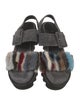 Aska Fur Printed Slingback Sandals