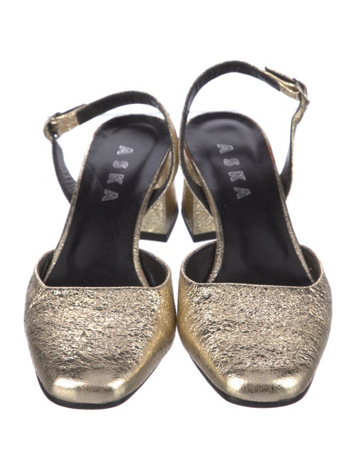 Aska Leather Animal Print Slingback Pumps