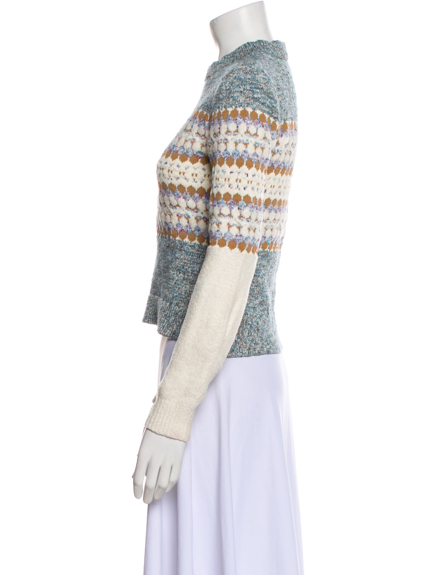 Aknvas Striped Mock Neck Sweater